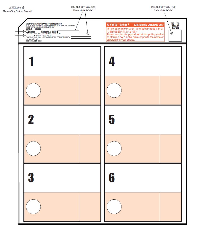 DCGCs Ballot Paper Design (Front side)